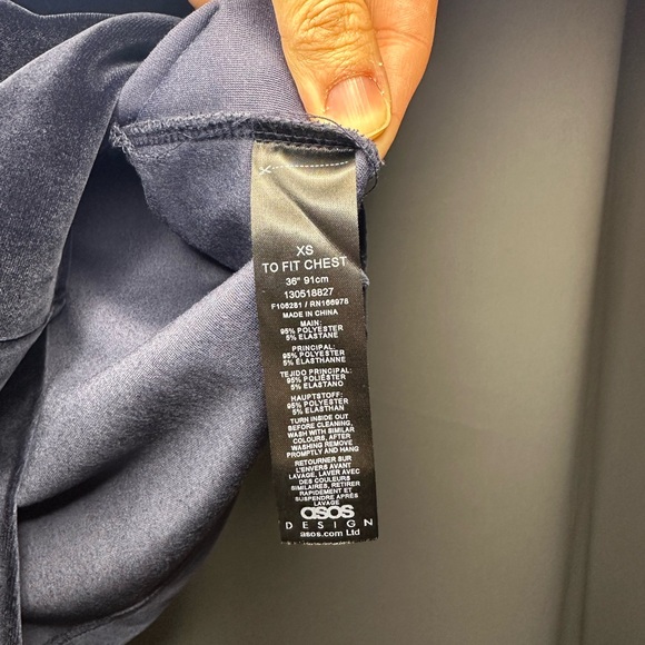 Navy Blue Velour Turtleneck - Picture 2 of 4